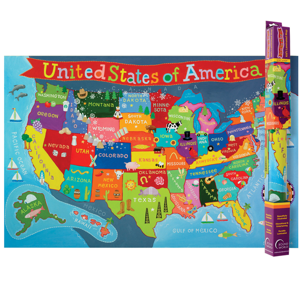 Round World Products Kids Map, United States, 24" x 36" KM02